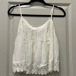 Garage White Lace Hem open back Top